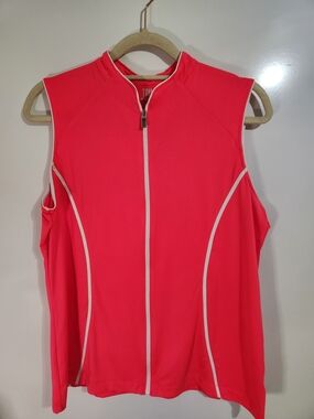 Tail Sleeveless Zip-Front Active Top, Size Large